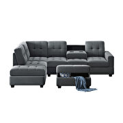 Gray suede sectional sofa with reversible chaise lounge by La Spezia additional picture 14
