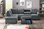 Gray suede sectional sofa with reversible chaise lounge additional photo 5 of 14