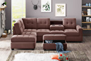 Brown suede sectional sofa with reversible chaise lounge by La Spezia additional picture 14