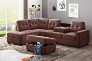 Brown suede sectional sofa with reversible chaise lounge by La Spezia additional picture 15