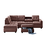 Brown suede sectional sofa with reversible chaise lounge by La Spezia additional picture 18