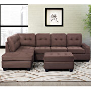 Brown suede sectional sofa with reversible chaise lounge additional photo 3 of 18