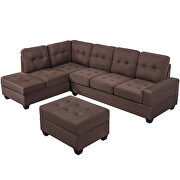 Brown suede sectional sofa with reversible chaise lounge additional photo 4 of 18