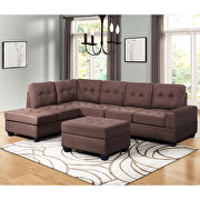 Brown suede sectional sofa with reversible chaise lounge by La Spezia additional picture 8