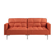 Orange linen upholstered modern convertible folding futon sofa bed by La Spezia additional picture 11