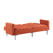 Orange linen upholstered modern convertible folding futon sofa bed additional photo 3 of 11