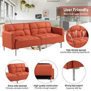 Orange linen upholstered modern convertible folding futon sofa bed by La Spezia additional picture 7