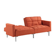 Orange linen upholstered modern convertible folding futon sofa bed by La Spezia additional picture 9