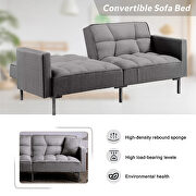 Gray linen upholstered modern convertible folding futon sofa bed by La Spezia additional picture 7