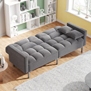 Gray linen upholstered modern convertible folding futon sofa bed by La Spezia additional picture 10