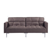 Brown linen upholstered modern convertible folding futon sofa bed by La Spezia additional picture 7