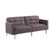 Brown linen upholstered modern convertible folding futon sofa bed by La Spezia additional picture 8