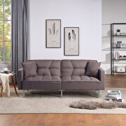 Brown linen upholstered modern convertible folding futon sofa bed by La Spezia additional picture 9