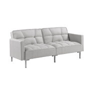 Light gray linen upholstered modern convertible folding futon sofa bed by La Spezia additional picture 2