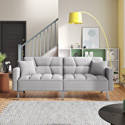 Light gray linen upholstered modern convertible folding futon sofa bed by La Spezia additional picture 12