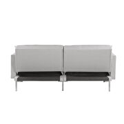 Light gray linen upholstered modern convertible folding futon sofa bed by La Spezia additional picture 3