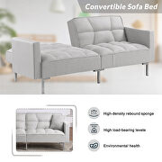 Light gray linen upholstered modern convertible folding futon sofa bed by La Spezia additional picture 4