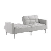 Light gray linen upholstered modern convertible folding futon sofa bed by La Spezia additional picture 5