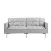 Light gray linen upholstered modern convertible folding futon sofa bed by La Spezia additional picture 6