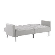 Light gray linen upholstered modern convertible folding futon sofa bed by La Spezia additional picture 8