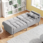 Light gray linen upholstered modern convertible folding futon sofa bed by La Spezia additional picture 9