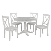 5-piece dining table set white solid wood table with 4 chairs by La Spezia additional picture 10