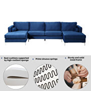 U-shape upholstered couch with modern elegant blue velvet sectional sofa by La Spezia additional picture 11