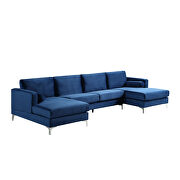 U-shape upholstered couch with modern elegant blue velvet sectional sofa by La Spezia additional picture 13