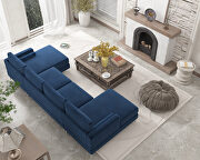 U-shape upholstered couch with modern elegant blue velvet sectional sofa by La Spezia additional picture 16