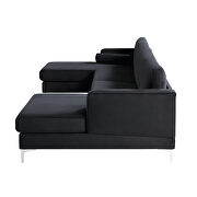 U-shape upholstered couch with modern elegant black velvet sectional sofa by La Spezia additional picture 11