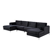 U-shape upholstered couch with modern elegant black velvet sectional sofa by La Spezia additional picture 12