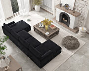 U-shape upholstered couch with modern elegant black velvet sectional sofa by La Spezia additional picture 13