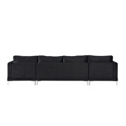 U-shape upholstered couch with modern elegant black velvet sectional sofa additional photo 3 of 12