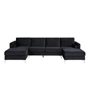 U-shape upholstered couch with modern elegant black velvet sectional sofa by La Spezia additional picture 9