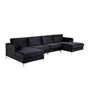 U-shape upholstered couch with modern elegant black velvet sectional sofa by La Spezia additional picture 10