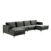 U-shape upholstered couch with modern elegant gray velvet sectional sofa by La Spezia additional picture 13