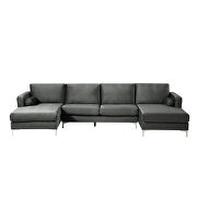U-shape upholstered couch with modern elegant gray velvet sectional sofa by La Spezia additional picture 14