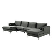 U-shape upholstered couch with modern elegant gray velvet sectional sofa by La Spezia additional picture 15