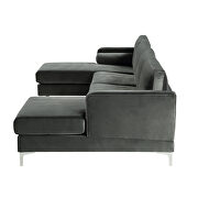 U-shape upholstered couch with modern elegant gray velvet sectional sofa by La Spezia additional picture 16