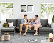 U-shape upholstered couch with modern elegant gray velvet sectional sofa additional photo 3 of 16