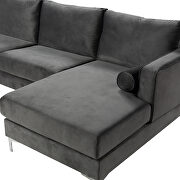 U-shape upholstered couch with modern elegant gray velvet sectional sofa additional photo 4 of 16