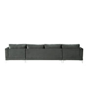 U-shape upholstered couch with modern elegant gray velvet sectional sofa by La Spezia additional picture 10