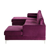U-shape upholstered couch with modern elegant purple velvet sectional sofa by La Spezia additional picture 15