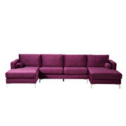 U-shape upholstered couch with modern elegant purple velvet sectional sofa by La Spezia additional picture 17