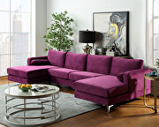 U-shape upholstered couch with modern elegant purple velvet sectional sofa additional photo 5 of 16