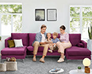 U-shape upholstered couch with modern elegant purple velvet sectional sofa by La Spezia additional picture 6