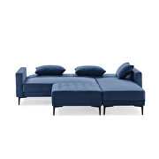 L-shape upholstered sofa bed with modern elegant blue microsuede fabric additional photo 2 of 19