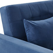 L-shape upholstered sofa bed with modern elegant blue microsuede fabric additional photo 3 of 19
