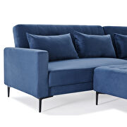 L-shape upholstered sofa bed with modern elegant blue microsuede fabric additional photo 4 of 19