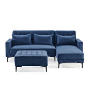 L-shape upholstered sofa bed with modern elegant blue microsuede fabric additional photo 5 of 19